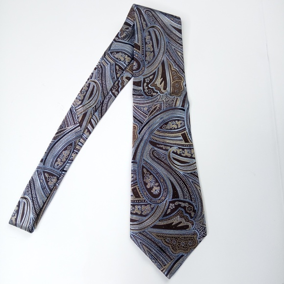 Tasso Elba Other - Tasso Elba Mens Blue Brown Geo Print Silk Necktie